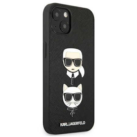 Karl Lagerfeld Saffiano Karl & Choupette Embossed Heads - Etui iPhone 13 (czarny)