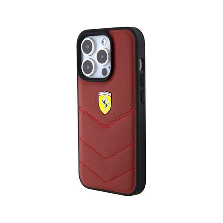 Ferrari Quilted Metal Logo - Hüllefür iPhone 15 Pro (rot)