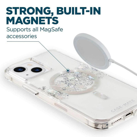 Case-Mate Karat MagSafe - Coque pour iPhone 14 décorée de nacre (A Touch of Pearl)