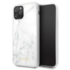Tvrdé pouzdro z mramorového tvrzeného skla Guess - pouzdro pro iPhone 11 Pro (bílé)