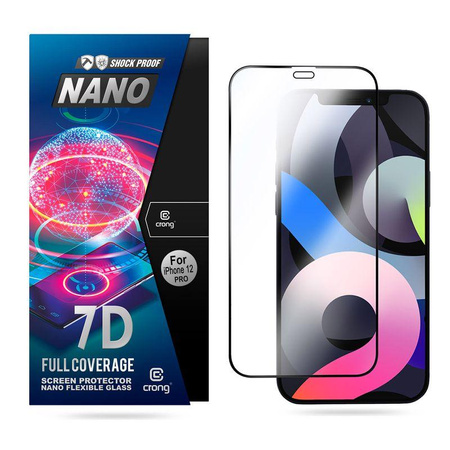 Crong 7D Nano Flexible Glass - Verre hybride 9H incassable pour iPhone 12 / iPhone 12 Pro plein écran