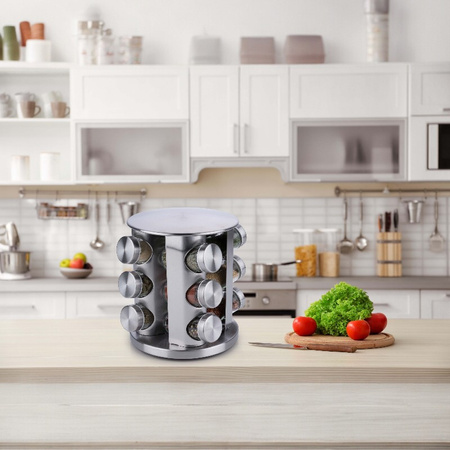 Alpina - Rotating spice rack organizer for 12 jars