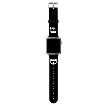 Karl Lagerfeld Silicone Karl & Choupette Heads - Bracelet pour Apple Watch 42/44/45 mm (noir)