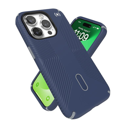 Speck Presidio2 Grip ClickLock & MagSafe - Coque pour iPhone 15 Pro (Bleu côtier / Gris poussière)