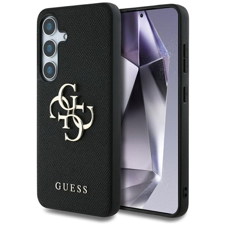 Guess Grained Big 4G Logo Small Classic Logo - étui pour Samsung Galaxy S25+ (noir)