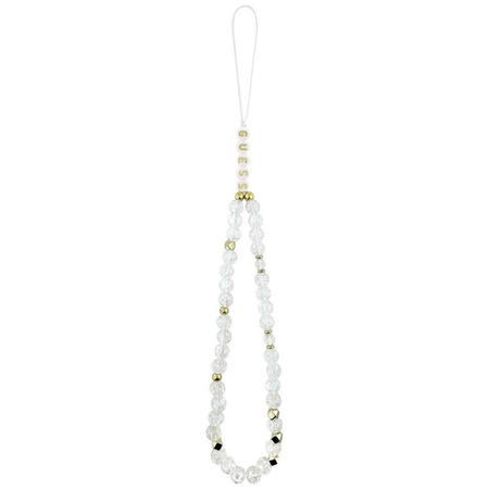 Guess IML Flowers Electro Pearl Strap MagSafe - Pouzdro iPhone 17 (bílý)