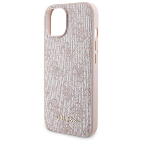 Guess Bundle Pack MagSafe 4G Metal Gold Logo - tok szett + Power Bank 5000mAh MagSafe iPhone 15 (rózsaszín)