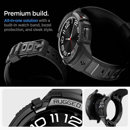 Spigen Rugged Armor Pro - Armband + Etui für Samsung Galaxy Watch 6 Classic 47 mm (Schwarz)