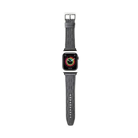 Karl Lagerfeld Saffiano Monogram - Bracelet pour Apple Watch 42/44/45/49 mm (argent)