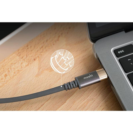 Moshi USB-C Monitor Cable - USB-C Power Delivery 100W cable with 4K/60 Hz (HDR) support (Gray/Gold)