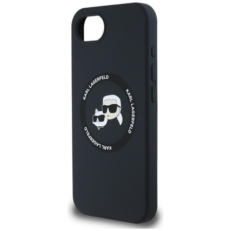 Karl Lagerfeld Silicone Karl & Choupette Heads MagSafe - Carcasa para iPhone 16e (negro)