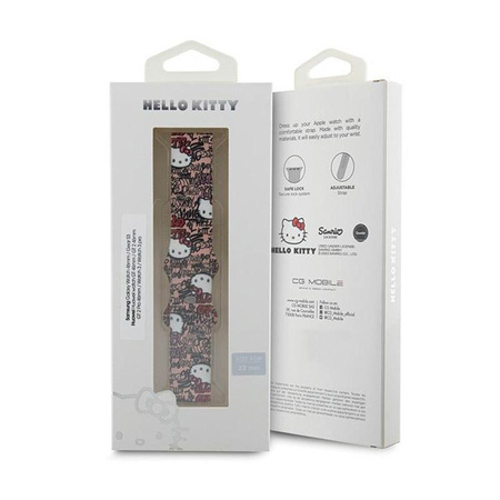 Hello Kitty szilikon címkék Graffiti - Univerzális szíj okosórához 22 mm (rózsaszín)