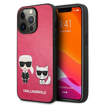 Karl Lagerfeld PU bőr Karl & Choupette dombornyomott - iPhone 13 Pro Max tok (fukszia)