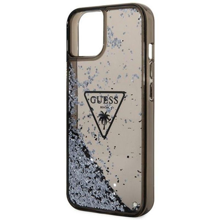 Guess Liquid Glitter Triangle Logo Case - Hülle für iPhone 14 (Schwarz)