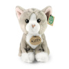 Rappa - Mascotte realistica in peluche Gatto grigio seduto 18 cm Eco-Friendly