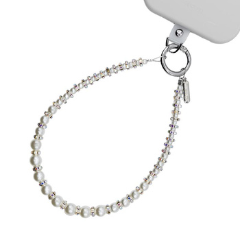 Crong Phone Charm - Přívěsek na šňůrku s telefonem (Stříbrné korálky)