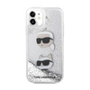Karl Lagerfeld Liquid Glitter Karl & Choupette Heads - pouzdro pro iPhone 11 (stříbrné)