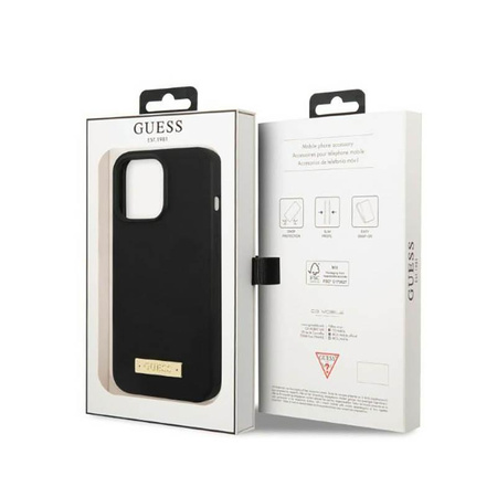 Guess Silicone Logo Plate MagSafe - iPhone 13 Pro Case (noir)