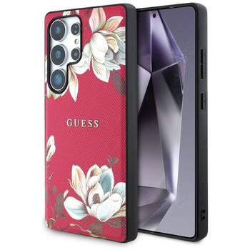 Guess Grained Printed Flower Pattern MagSafe - Case for Samsung Galaxy S25 Ultra (fuchsia)