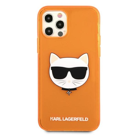 Karl Lagerfeld Choupette Head - Coque iPhone 12 / iPhone 12 Pro (orange fluo)