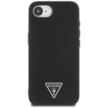 Guess Grained Triangle MagSafe - Tasche für iPhone 16e (schwarz)