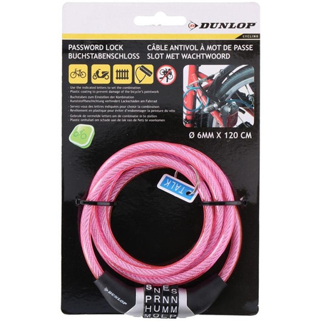 Dunlop - Fahrradschloss mit Kombination (Pink)