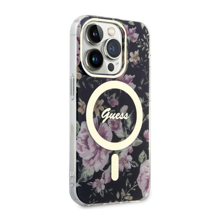 Guess Flower MagSafe - iPhone 14 Pro Case (Black)