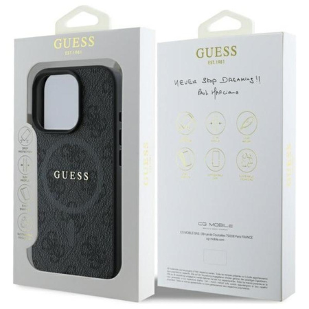 Guess 4G Ring Classic Logo MagSafe – Pouzdro pro iPhone 16 Pro Max (černé)