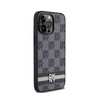 DKNY Leather Checkered Mono Pattern & Printed Stripes - iPhone 14 Pro Max Tasche (schwarz)