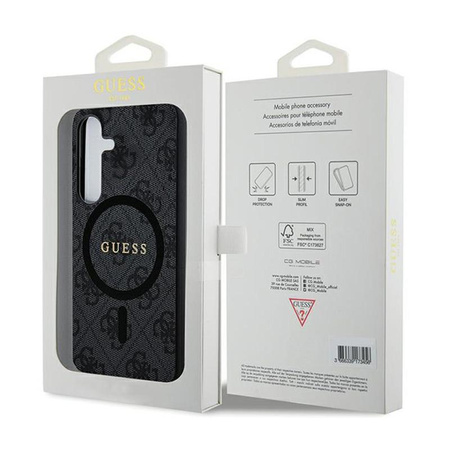 Guess 4G Collection Leather Metal Logo MagSafe - pouzdro pro Samsung Galaxy S24 (černé)