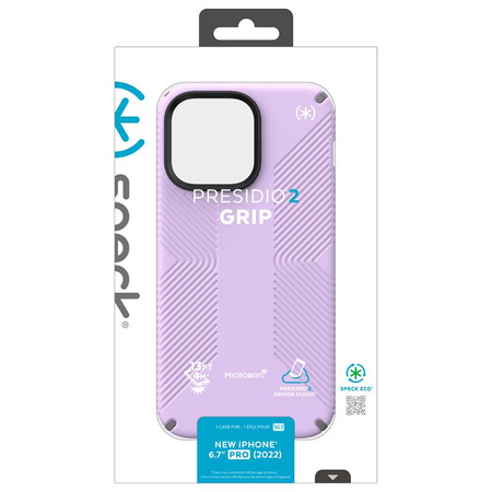 Speck Presidio2 Grip - Anti-slip case for iPhone 14 Pro Max (Spring Purple / Cloudygrey / White)
