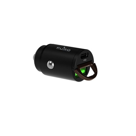 PURO Mini Car Fast Charger - Nabíječka do auta 1 x USB-A + 1 x USB-C Power Delivery 30 W (černá)