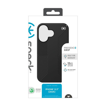Speck Presidio2 Grip MagSafe - iPhone 17 Case (Black / Slate Gray / White)
