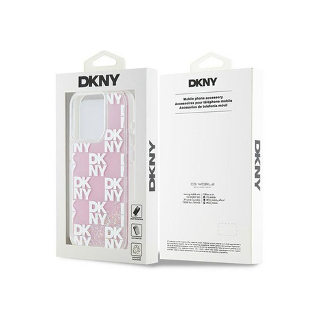 DKNY Liquid Glitter Multilogo - iPhone 15 Pro tok (rózsaszín)