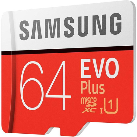 Samsung microSDXC Evo+ - Karta pamięci 64 GB Class 10 UHS-I U1 100/20 MB/s z adapterem