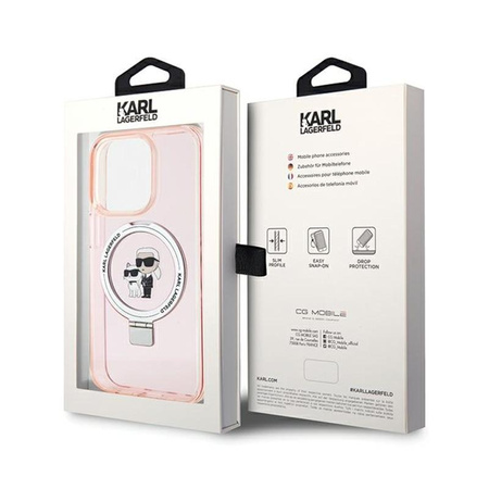Karl Lagerfeld Ring Stand Karl & Choupette MagSafe - pouzdro pro iPhone 15 Pro Max (růžové)