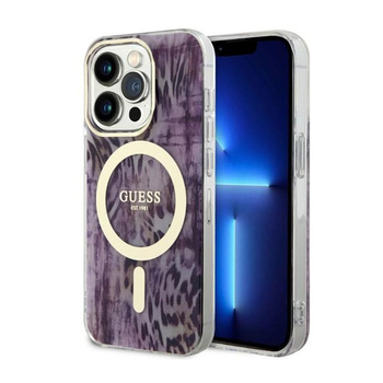 Guess Leopard MagSafe - iPhone 14 Pro Max Case (Pink)