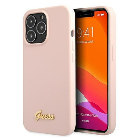 Guess Silikon Script MagSafe - iPhone 13 Pro Tasche (rosa)