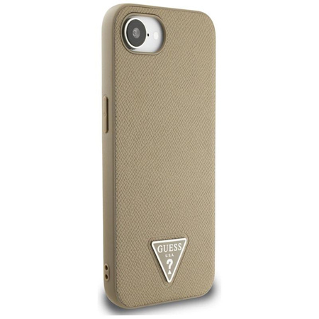 Guess Triangle Grainé MagSafe - étui pour iPhone 16e (marron)
