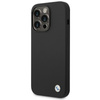 BMW Liquid Silicone Case Metall-Logo - iPhone 14 Pro Max Hülle (Schwarz)