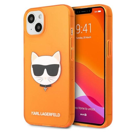 Karl Lagerfeld Choupette Head - iPhone 13 mini tok (fluo narancssárga)
