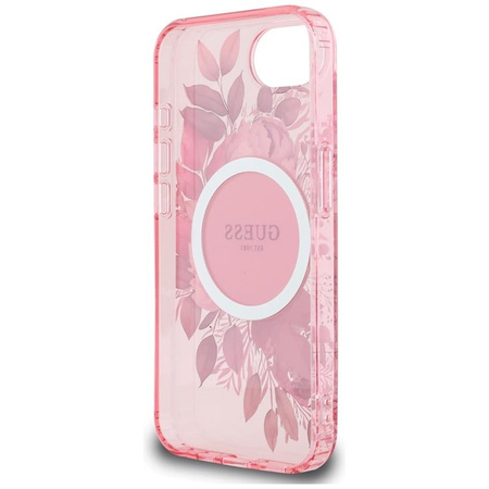 Guess IML Flowers MagSafe - Hülle für iPhone 16e (rosa)