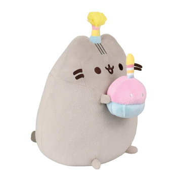 PUSHEEN Kater mit Mütze und Kuchen, Plüschkatze, Kuscheltier 24cm