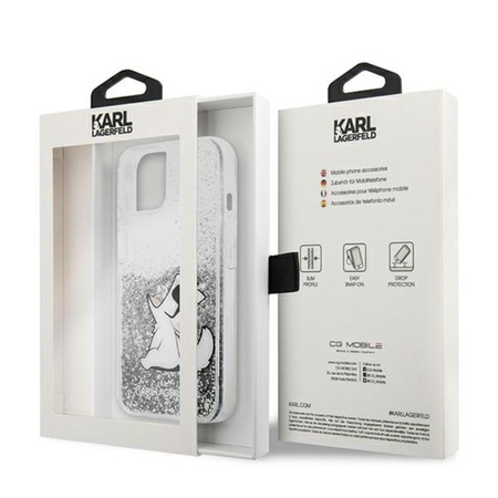 Karl Lagerfeld Liquid Glitter Choupette Fun - iPhone 13 Tasche (silber)