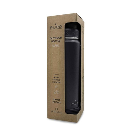 PURO Outdoor - Thermoflasche aus Edelstahl 750 ml (Schwarz)