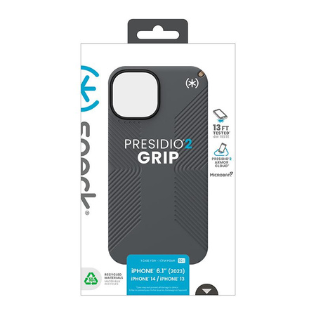 Speck Presidio2 Grip - Custodia per iPhone 16e / iPhone 15 / iPhone 14 / iPhone 13 (Grigio antracite / Bronzo freddo / Bianco)