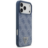 Guess Leather 4G Triangle Strass MagSafe - Hülle iPhone 17 Pro Max (Blau)