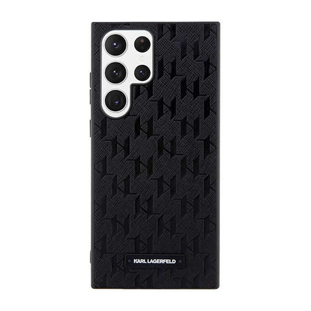 Karl Lagerfeld Saffiano Monogram fém logó - Samsung Galaxy S23 Ultra tok (fekete)