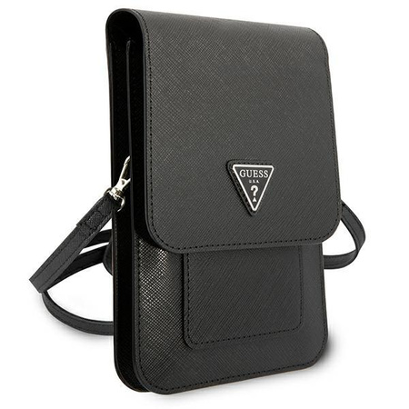 Guess Wallet Saffiano Triangle Logo Phone Bag - Smartphone- und Zubehörtasche (Schwarz)