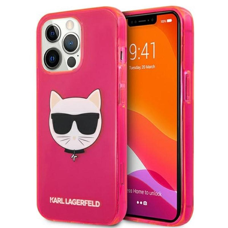 Karl Lagerfeld Choupette Head - iPhone 13 Pro Max tok (fluo rózsaszín)